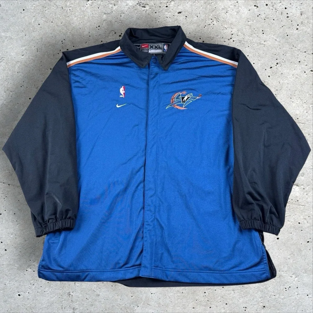 Vtg 90s Nike Team NBA Washington Wizards Warmup Jacket Shooting Shirt 2XL‎